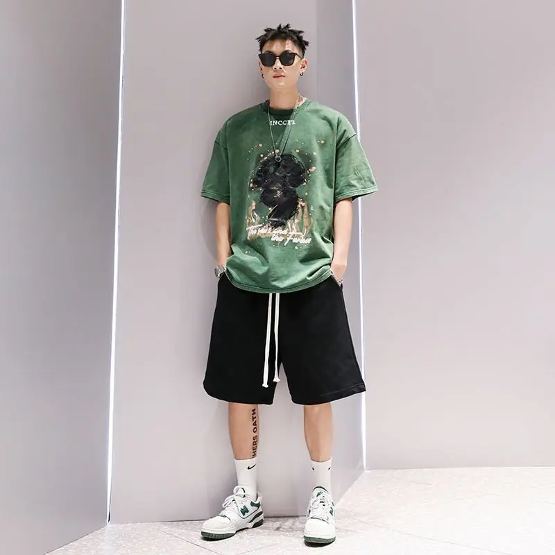 Fashion O-Neck Printed Letter Short Sleeve Casual T-Shirts Men Clothing 2024 Summer New Loose Korean Tops Young Style Tee Shirt