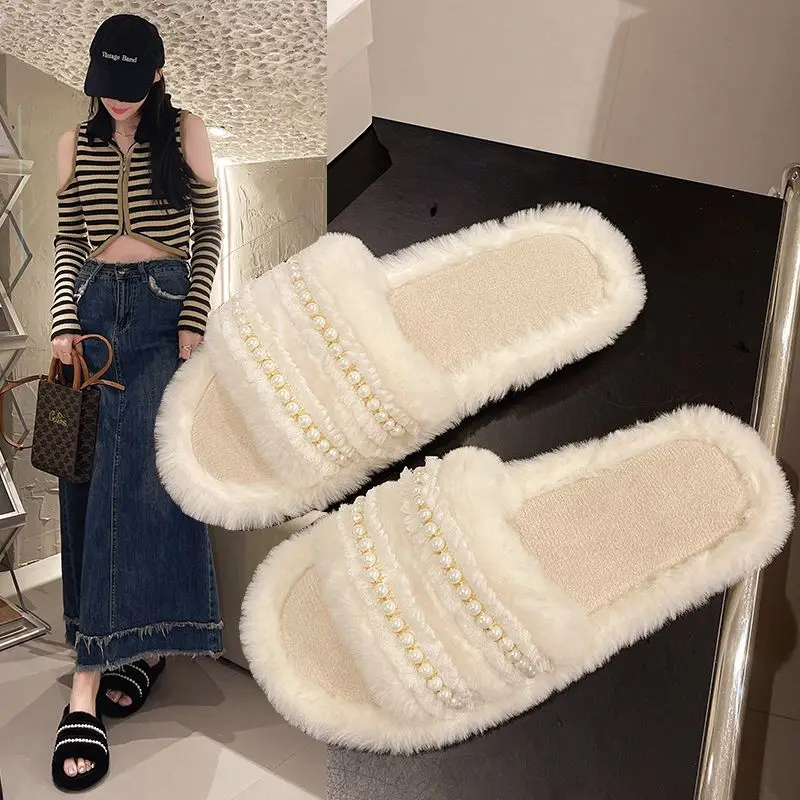 

Soft Bottom Cotton Slippers for Women Indoor Comfortable Flat with Short Plush 2025