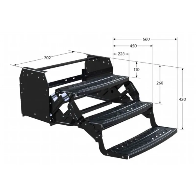 3-Tier Drop Folding Aluminum Alloy RV Stairs Manual Step for American Camper Caravan Trailer Outdoor Camp Use