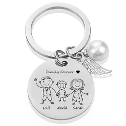 Personalized Family Name Keychain Custom Mom Dad Daughter Son Pet Key Chain Engraved Stainless Steel Mother Father Kids Keyring