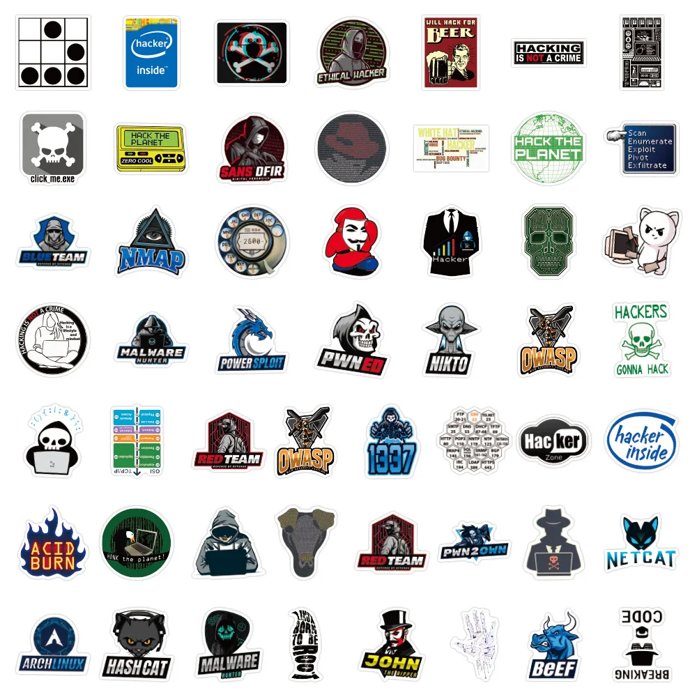 10/50 個おかしいハッカー落書きステッカーコンピュータエキスパート漫画デカールスーツケース冷蔵庫ラップトップギター車バイクスケートボードおもちゃ