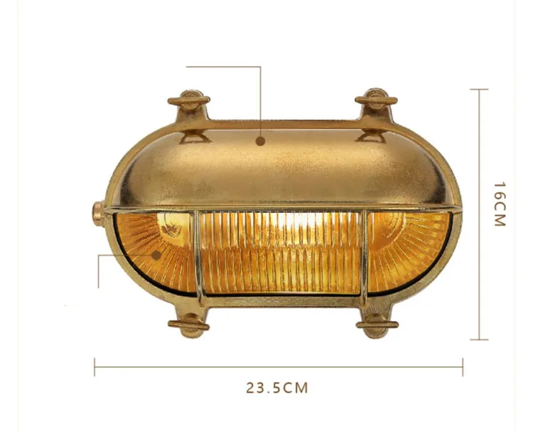 IWHD Nordic Copper Vintage Wall Lamp Glass Outdoor IP44 Waterproof  LED Bathroom Mirror Stair Light Loft Style Wandlamp