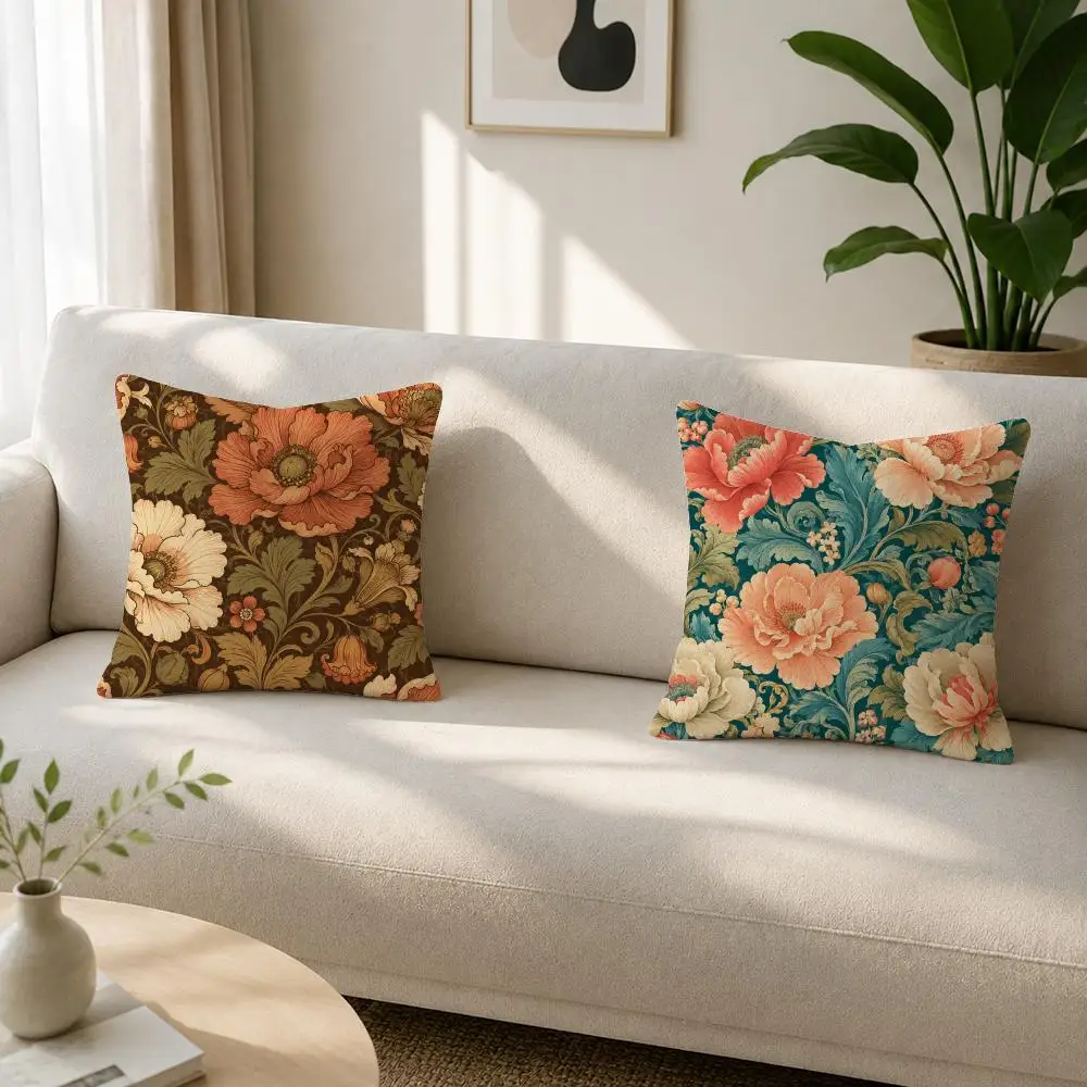 Vintage Floral Botanical Pattern Cushion Cover Soft Plush Cushion Covers Fluffy Throw Pillow Cases for Sofa Bedroom Home Decor