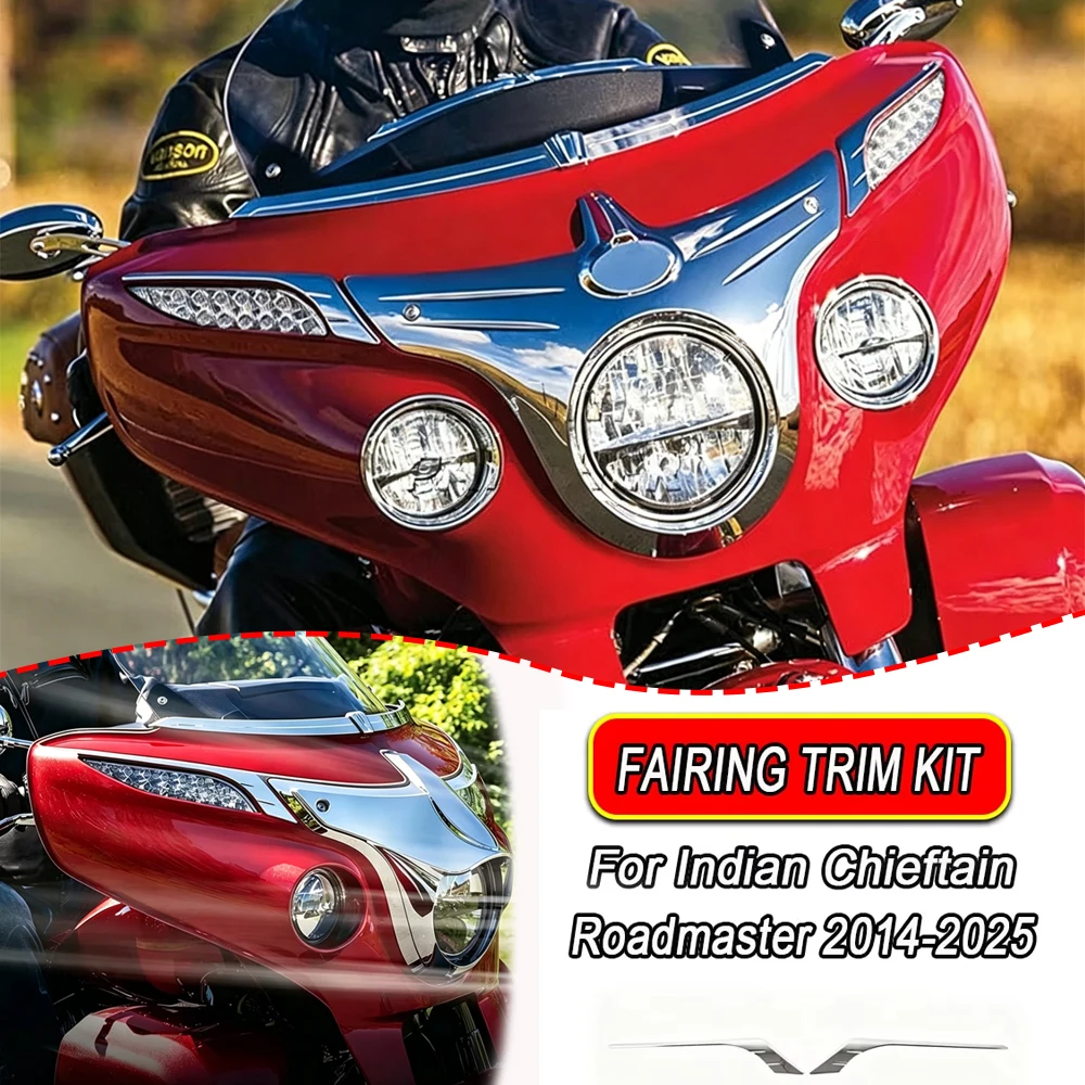 Neu für Indian Chieftain Roadmaster Verkleidungs-Blinker-Zierleisten-Kit 2014-2025 Schwarz Chrom Kunststoff Motorrad-Beleuchtungszubehör