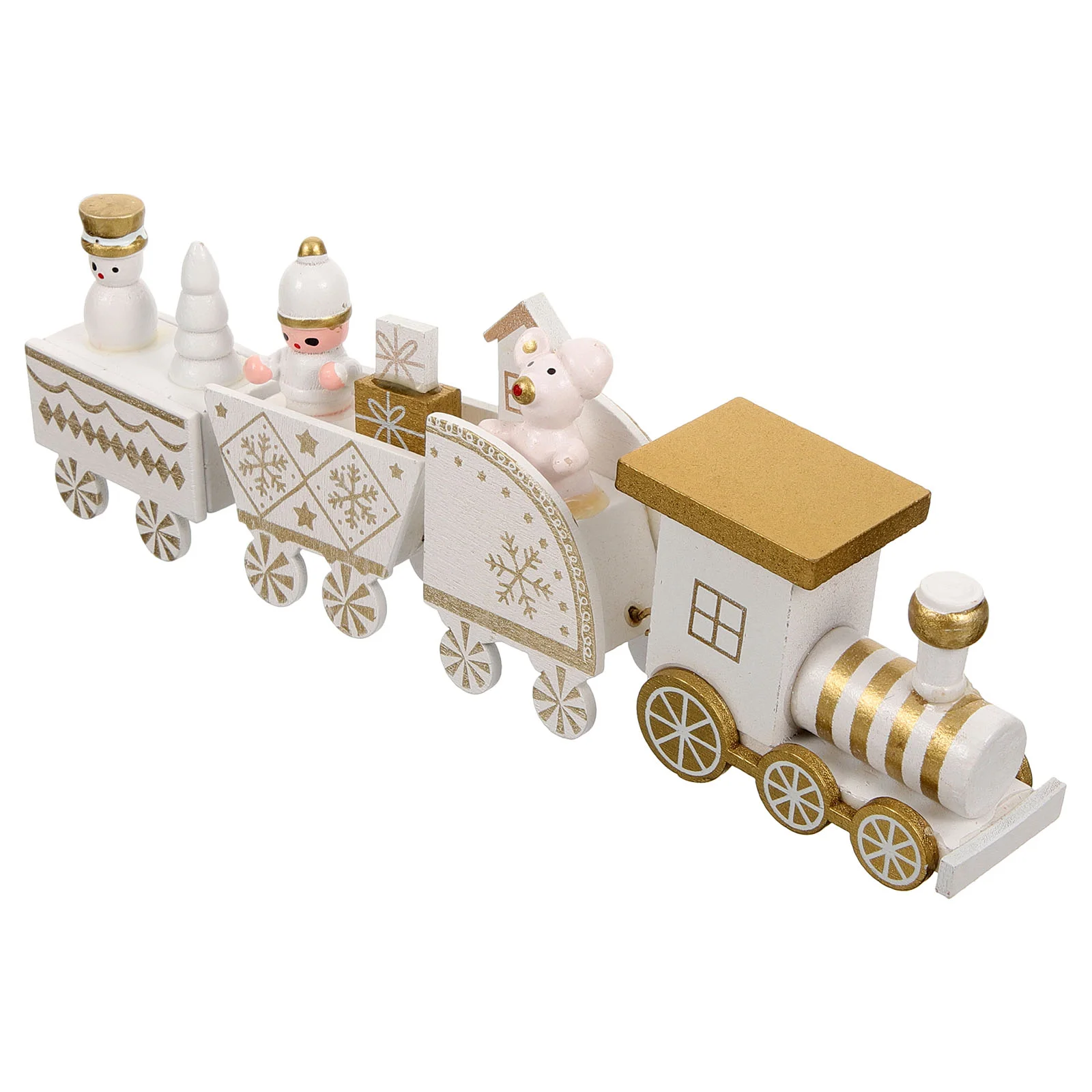 Christmas Train Decorations Wooden Ornament Crafts Festive Desktop Tree Showcase Bamboo Four Carriages Child Theme