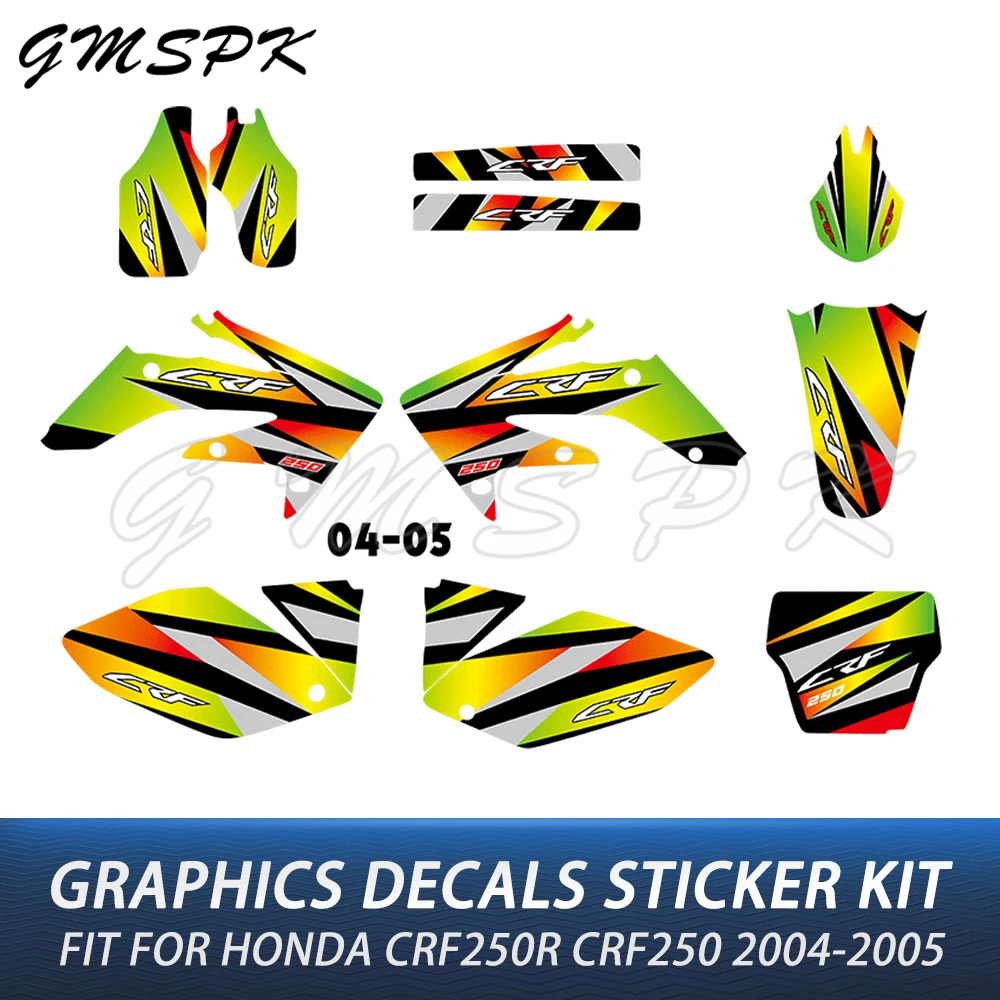 

Подходит для Honda CRF250R CRF250 CRF 250 250R 2004 2005, обтекатели мотоцикла, персонализированные графические фоны, наклейка, набор наклеек