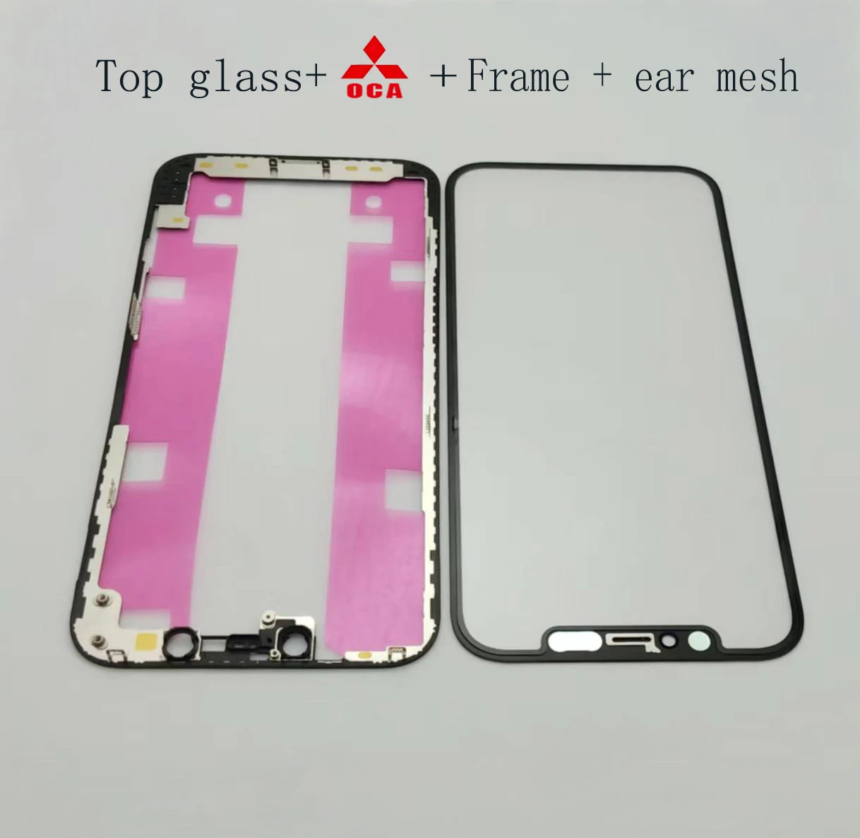 10 STKS Gelamineerd OCA Front Screen Touch LCD Display Buitenste Glazen Frame Oor Mesh Voor iPhone X XS Max XR 11 Pro 12 13 15 Plus