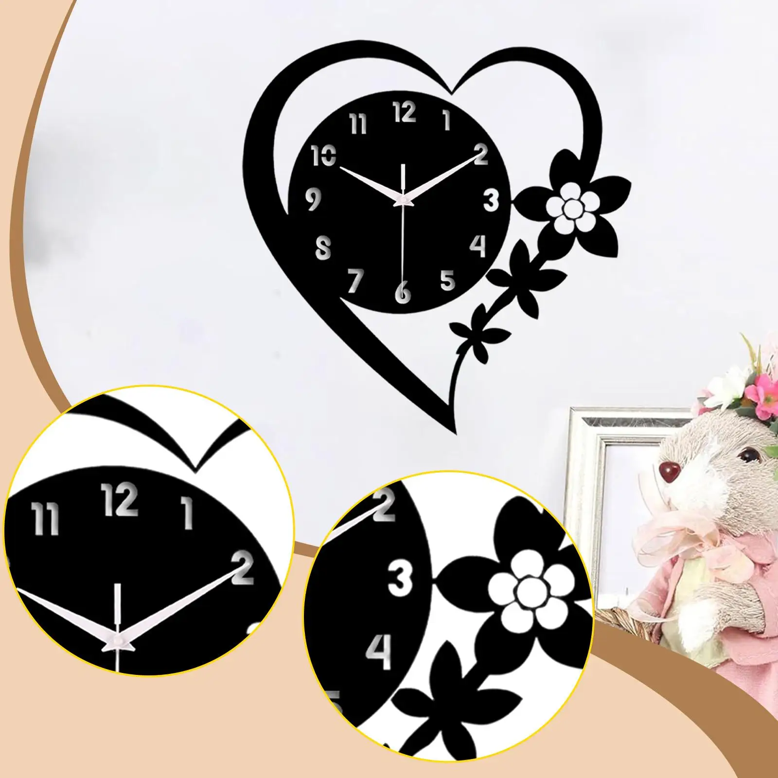 Designer Luxury Wall Clock Ornament Silent Sweep Room Decor Contemporary Decor for Home Bedroom