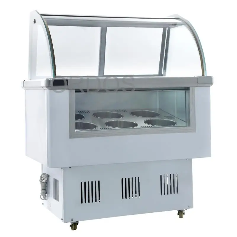 Factory direct selling  air cooling 12 trays round barrel gelato ice cream display showcase freezer