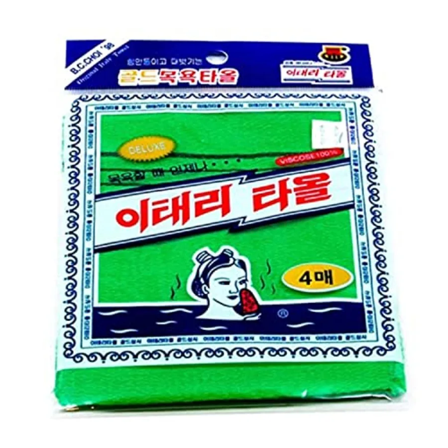 

GOLDSANGSA-Korean Exfoliating Towel Washcloth Mitts 4pcs Green / Korean Italy Towel Skincare Exfoliating Body Scrub Bath Cloth