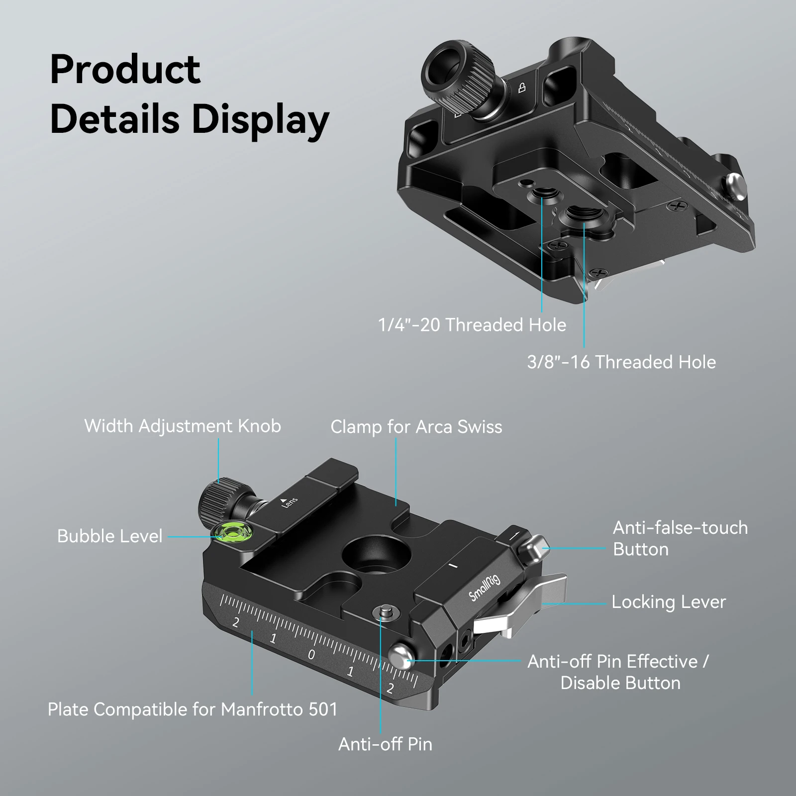 SmallRig Arca-Swiss / Manfrotto Compatible Mount Plate Kit for Handheld, Stabilizer and Tripod Streamline Scene Transitions 4234