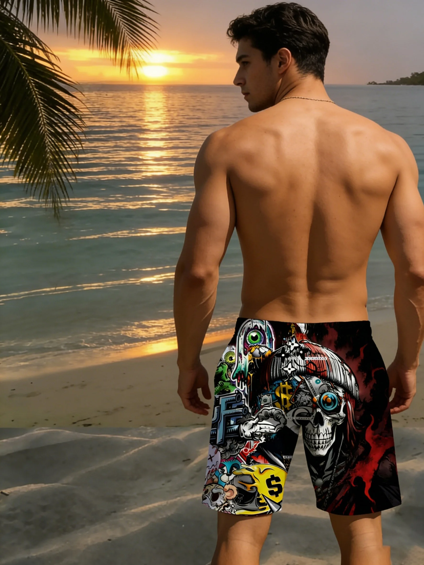 2026 Summer Men's Short Pants with 3D Print Breathable Lightweight Comfortable for Roller Skating and Hip Hop Men's Pants