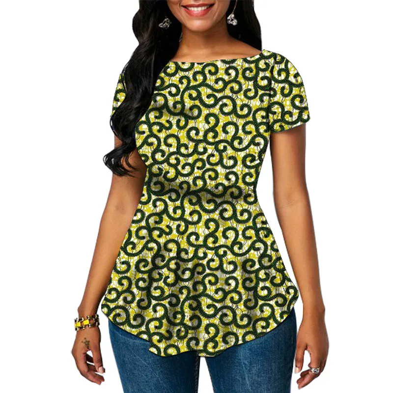 Camisas de mujer con estampado de cera de moda africana, Tops Ankara de manga corta hechos a medida elegantes, ropa de fiesta de verano