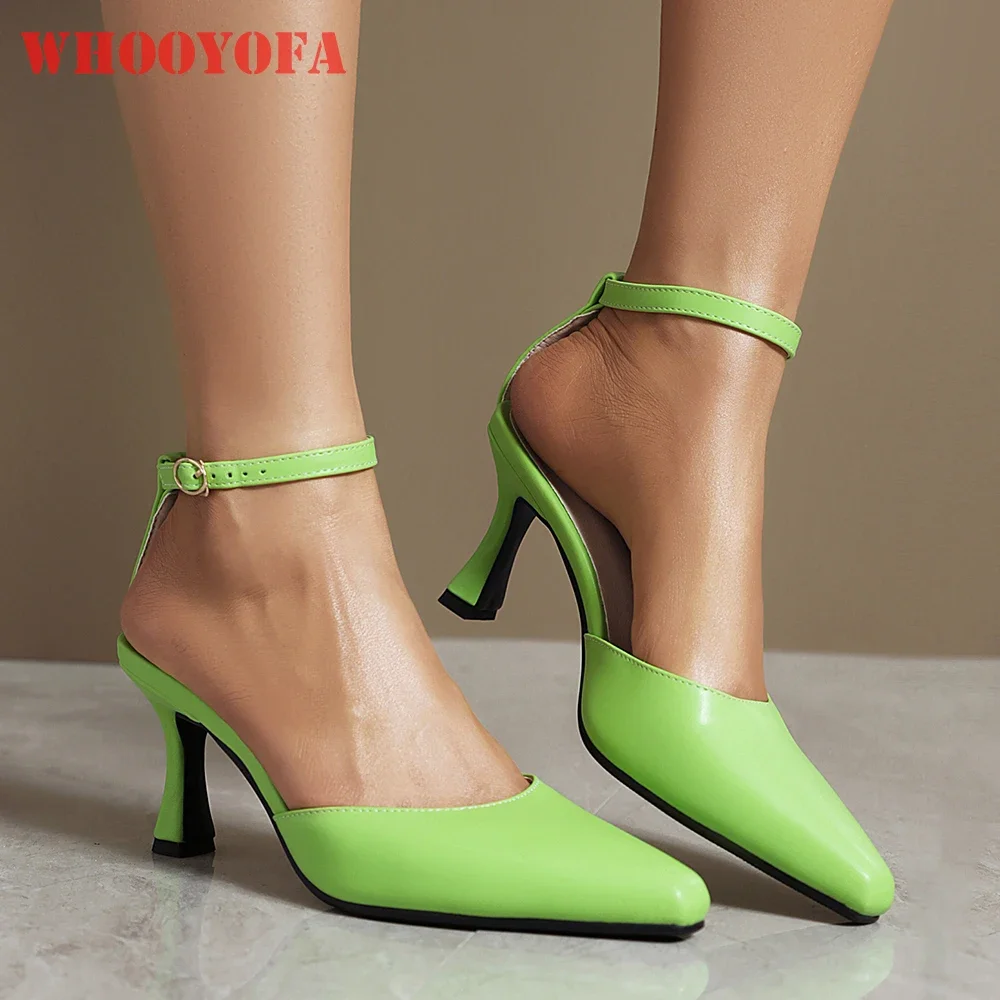 

Новые летние женские деловые сандалии зеленого и бежевого цвета для взрослых, модные офисные женские туфли на высоком каблуке с острым носком, большие размеры 10 43