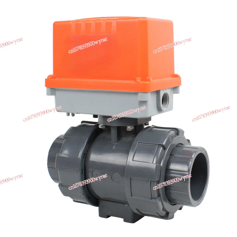 Electric UPVC ball valve switch PVC corrosion water treatment valve 24v power-off reset