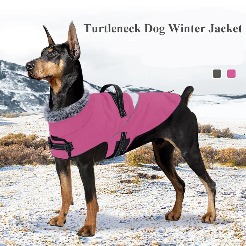 

Dog Winter Coat, Warm Turtleneck Dog Jacket for Cold Weather Waterproof Dog Snowsuit Jacket Vest with Adjustable Buckle