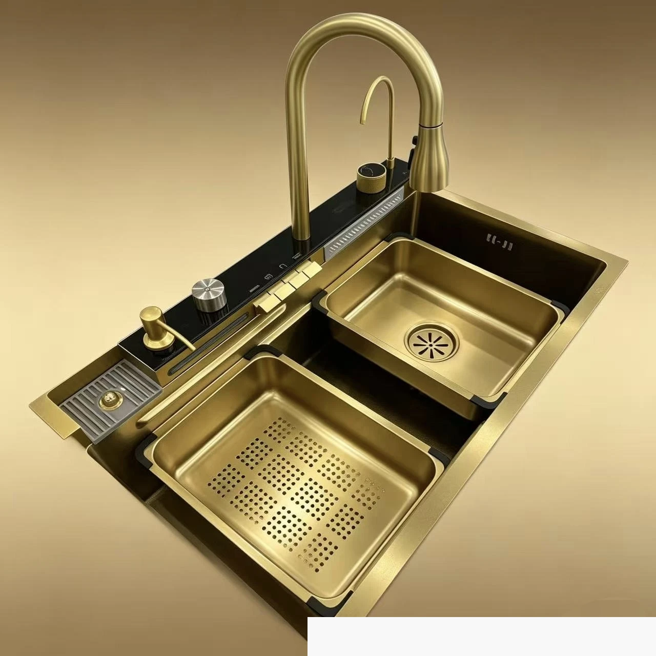 

Whale Falls Sink Basin Middle Basin Drain Basket Kitchen Stainless Steel Handmade Nano Piano Keys Honeycomb Sink