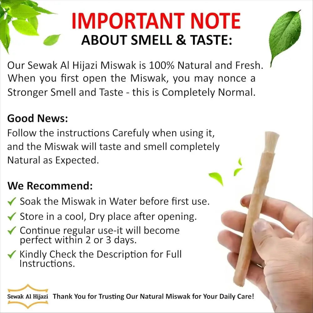 Eco Friendly No Toothpaste Needed Miswak Toothbrush Soft Bristles Traditional NaturalToothbrush Chewing Sticks Daily Use