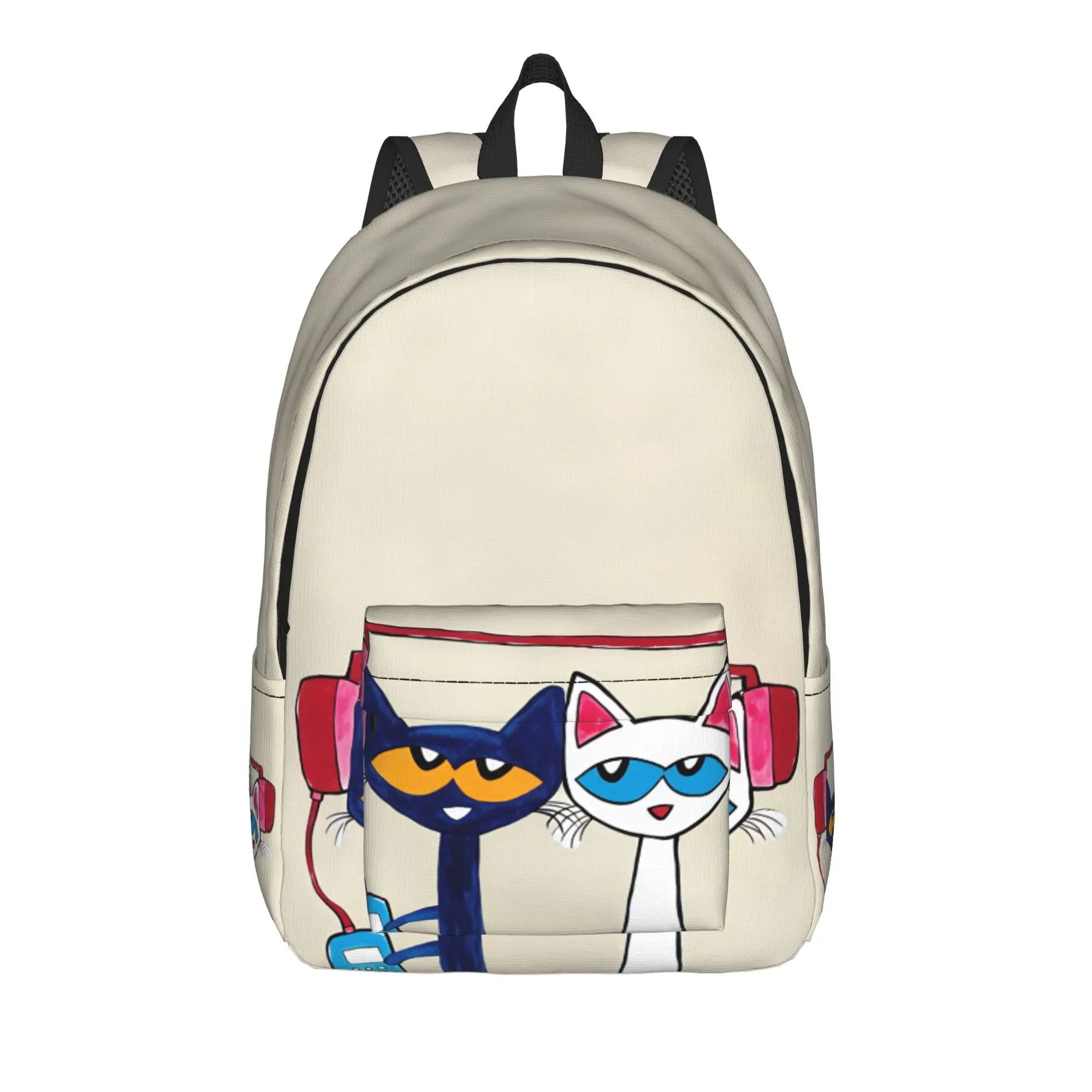 Pete The Cat Stars Comic Backpack  Girl Polyester Cycling Backpacks Large Fashion School Bags Rucksack