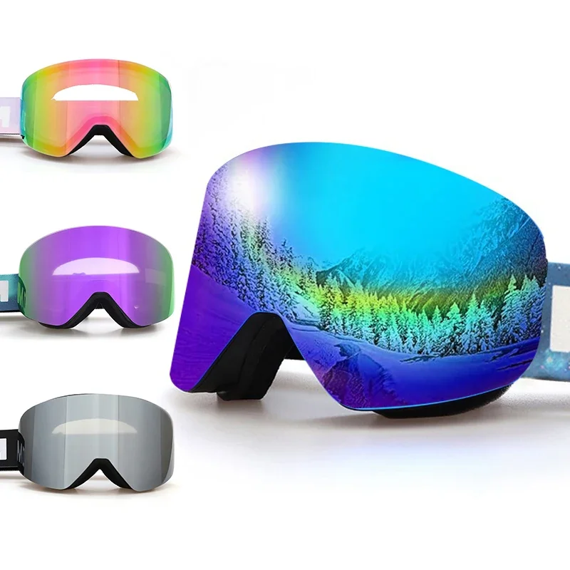 

Magnetic Women Designer Manufacturer Interchangeable Goggles Polarized Discount Frameless Snowboard Ski Goggles Custom Logo