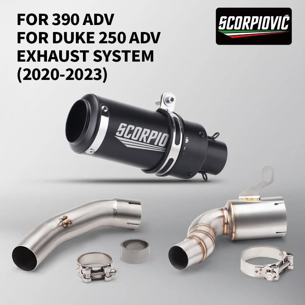 51mm GP Style Mid Link Pipe Slip‑On Exhaust System Fit For  250 390 Duke / 390 ADV 2020‑2023 Motorcycle Modified Connect Tube
