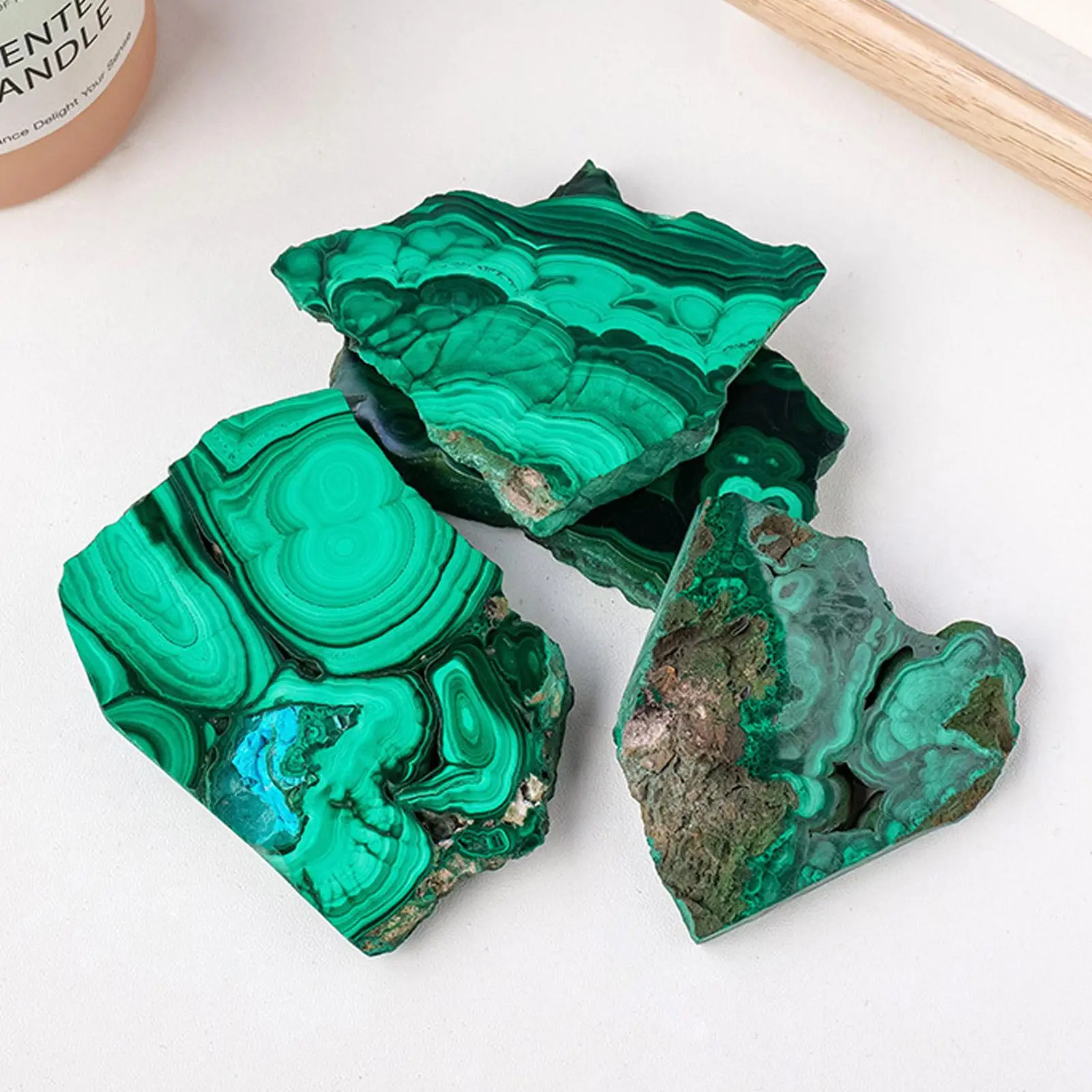 1pc High Quality Natural Malachite Raw Stone Healing Stone Divination Slab Mineral Specimen Home Ornament Decoration Raw Stone