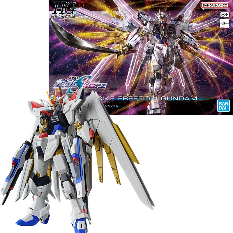 

BANDAI оригинальный ANIME HG 1/144 MIGHTY STRIKE FREEDOM GUNDAM в сборе, пластиковая модель, экшн-игрушки, фигурки, подарки