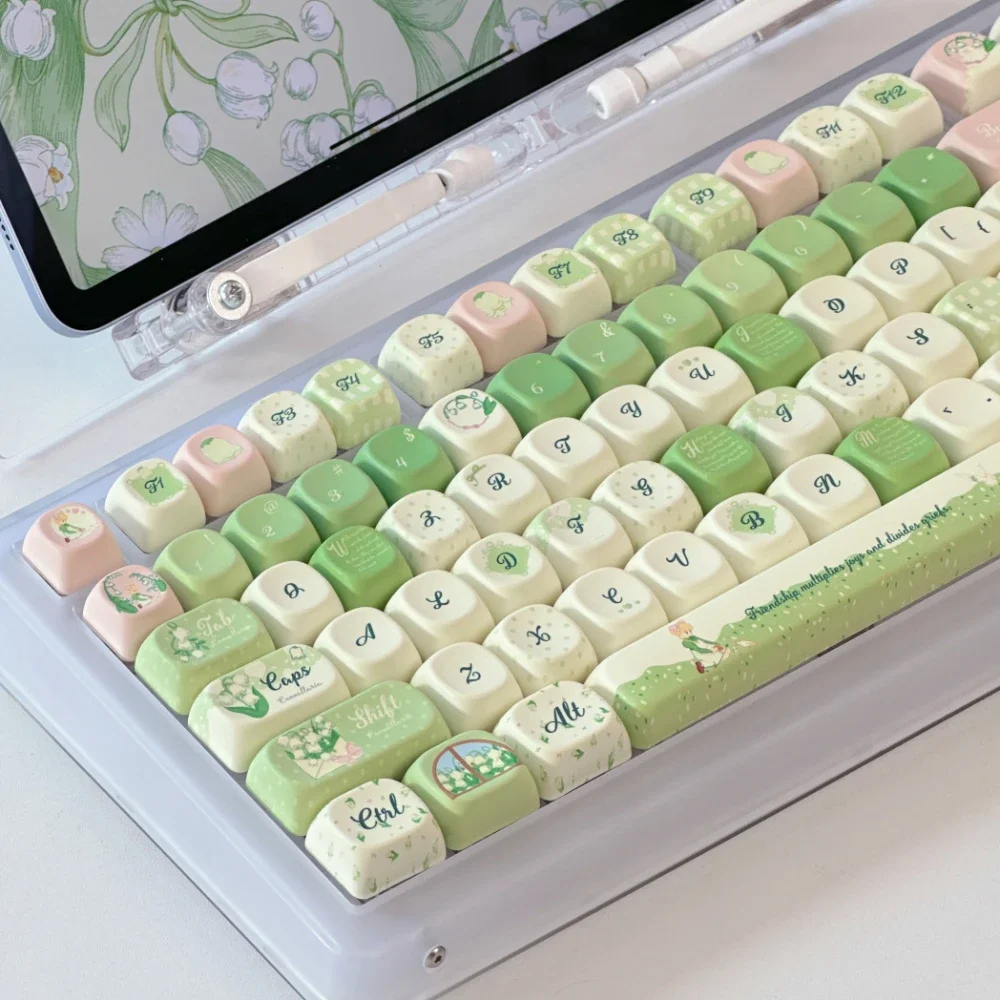 

Green Series Keycaps Lily Of The Valley Star Language Keycap Cherry Moa Pbt Mx Keyboard Keycaps Sublimation Keycap 131Keys