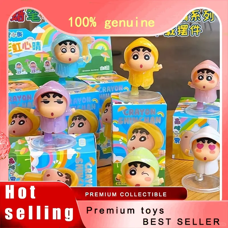 

Shin Chan Rainbow Raincoat Collection Blind Box Crayon Shin Chan Cute Figure Car Dashboard Decor Desktop Ornament Kawaii Doll