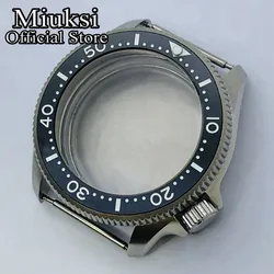 Miuksi 37mm silver watch case ceramic bezel sapphire glass fit NH35 NH36 NH34 movement