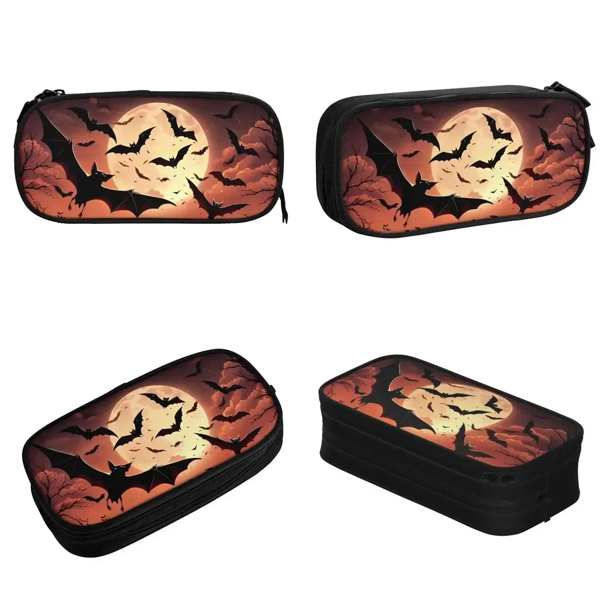 

Fashion Bats Pumpkins Halloween Pencil Case Pencil Pouch Pen Holder for Girls Boys Large Storage Bag School Supplies Stationery