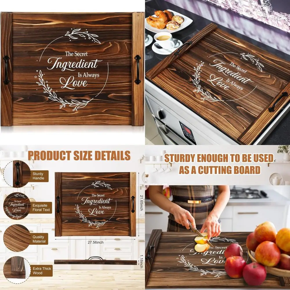 

Деревянная доска для лапши с ручками, 27,5x21,6 дюйма, разделочная доска для плиты, крышка раковины для электрических газовых горелок, кухонный мультифон