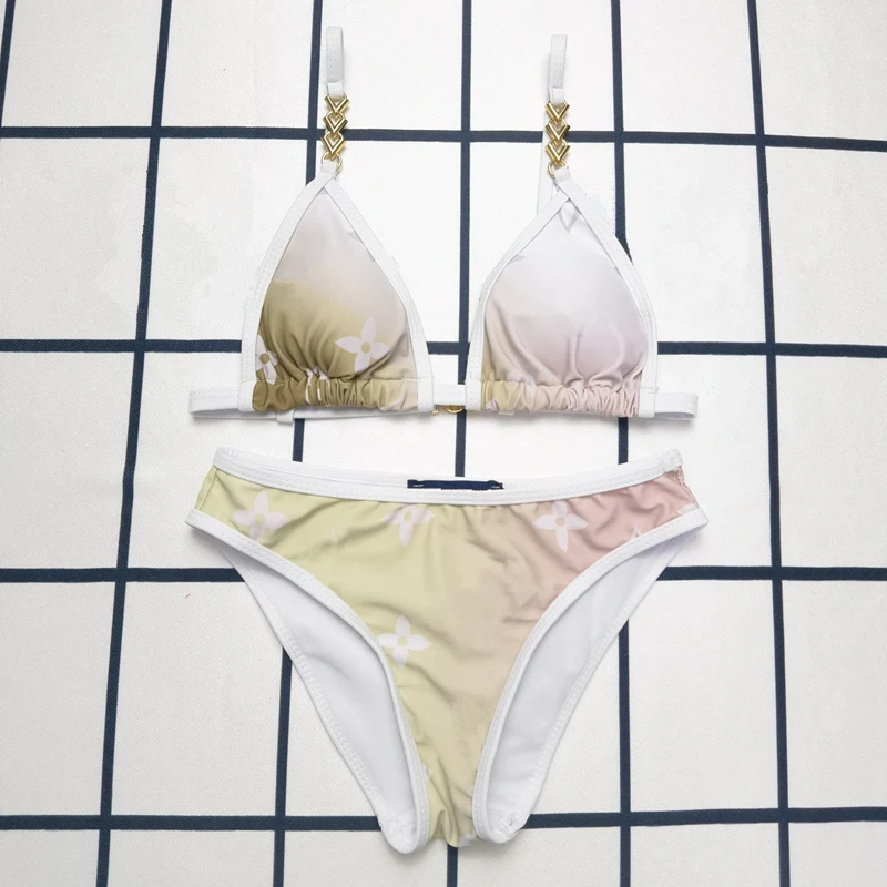 

Luxury Brand Design Summer Swim Bikini Print Swimsuit 2 Piece Set For Women Sexy Swimwear Tankini Ladies Beach Wear Clothes N01