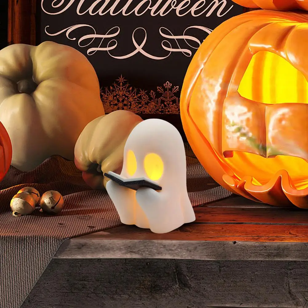 

Ghost Night Light Portable Reading Light Adorable Handmade Ghost Reading Lamp for Halloween Bathroom Decor Led