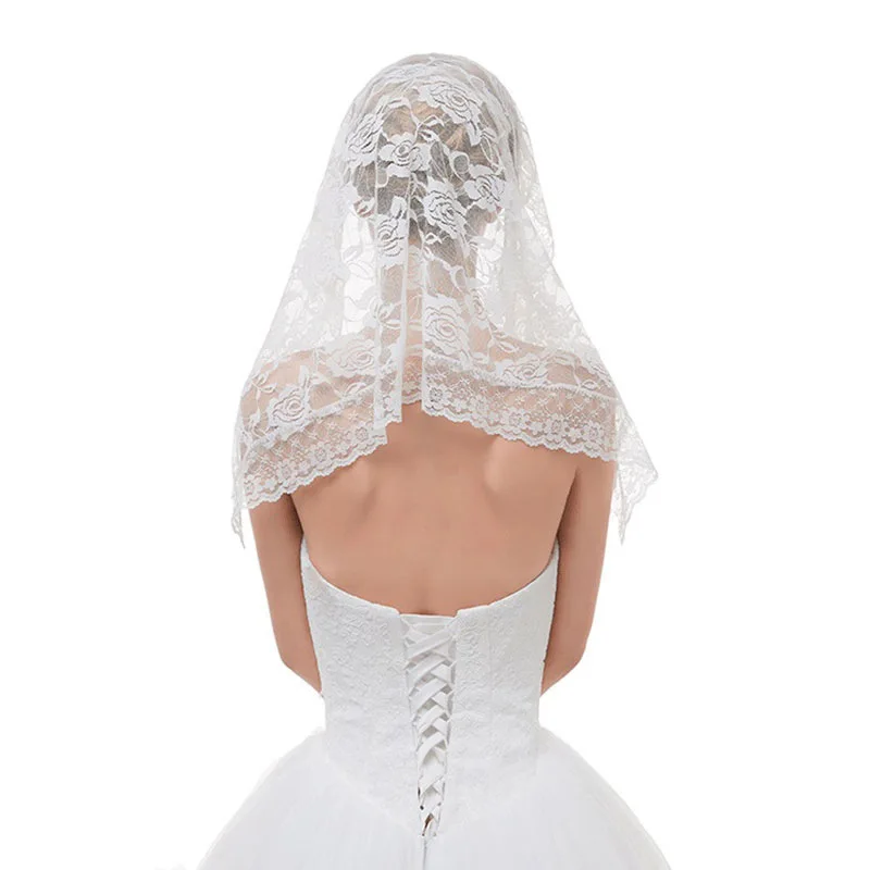 Welon koronkowy Mantilla katolicki kościół welon ślubny czarny welon nakrycie głowy akcesorium ślubne dla kobiet Bridal (czarny)