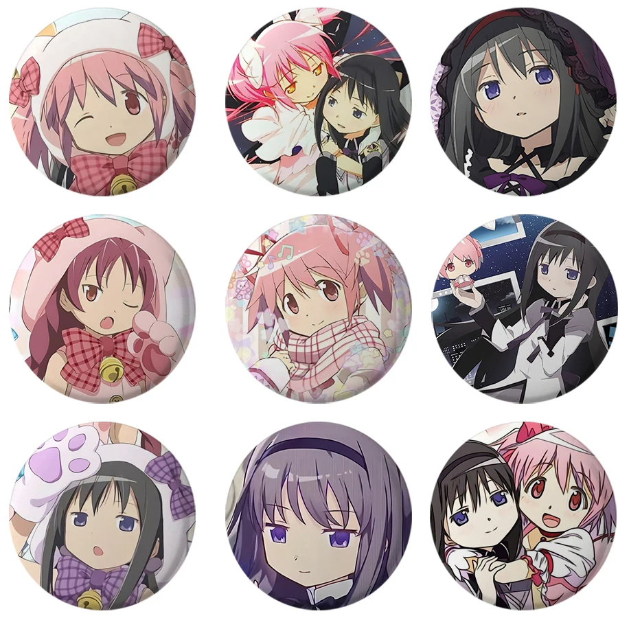 58mm Handmade Puella Magi Madoka Magica Brooches Manga Figure Cosplay Badge DIY Backpack Clothes Jewelry Accessory Button Pin