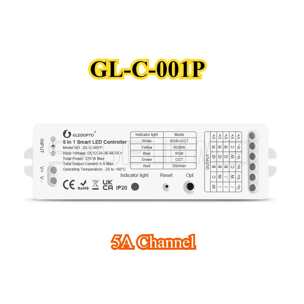 GLEDOPTO GL-C-001P/002P DC5-24V Zigbee3.0 Smart 5 in1 LED Strip Controller Werkt met verschillende gateways zoals SmartThings Tuya
