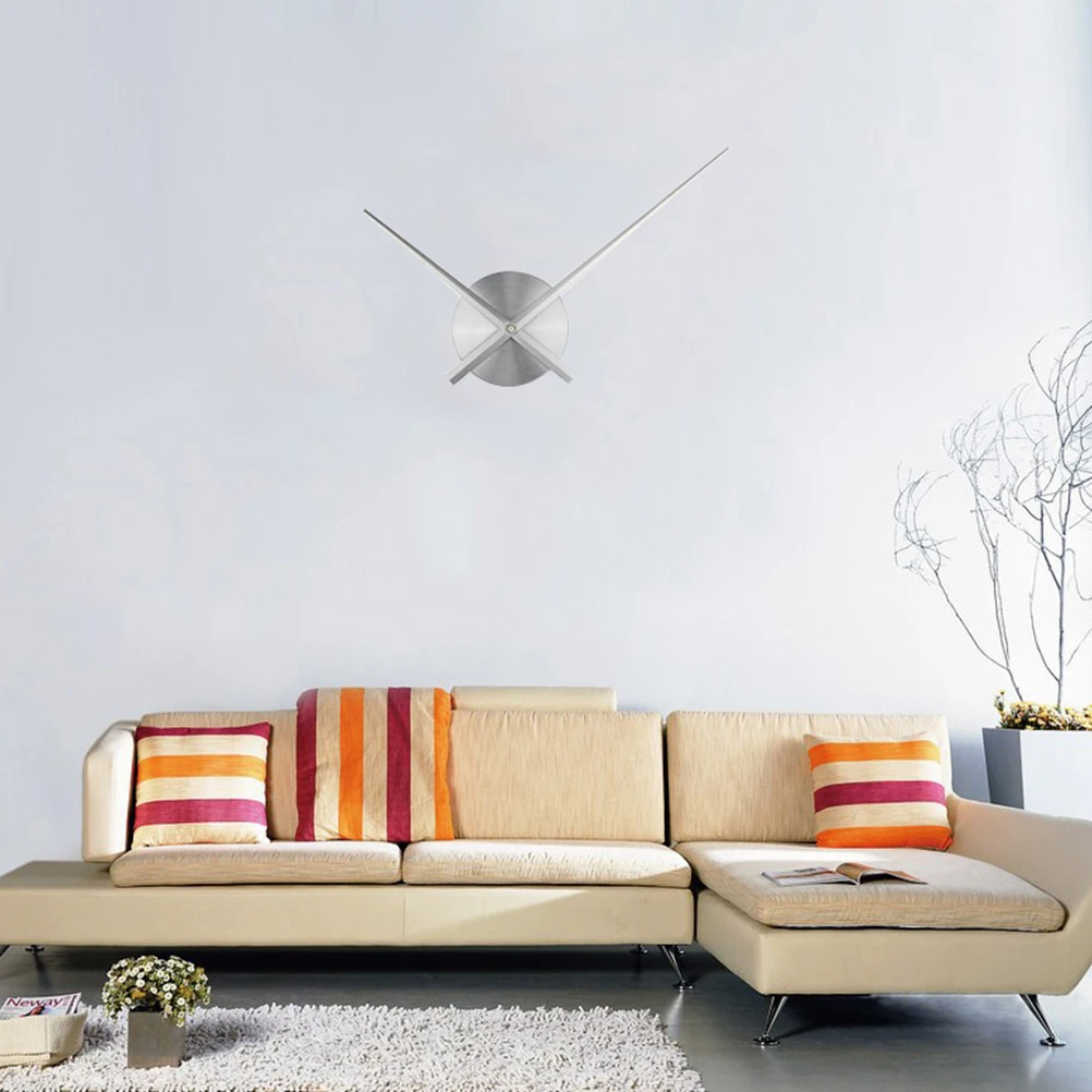 

Wall Clock Disc Large Hands Metal Mute Core for Bedroom Living Room Study Office Home Decor Long Pointer Spade Clocks
