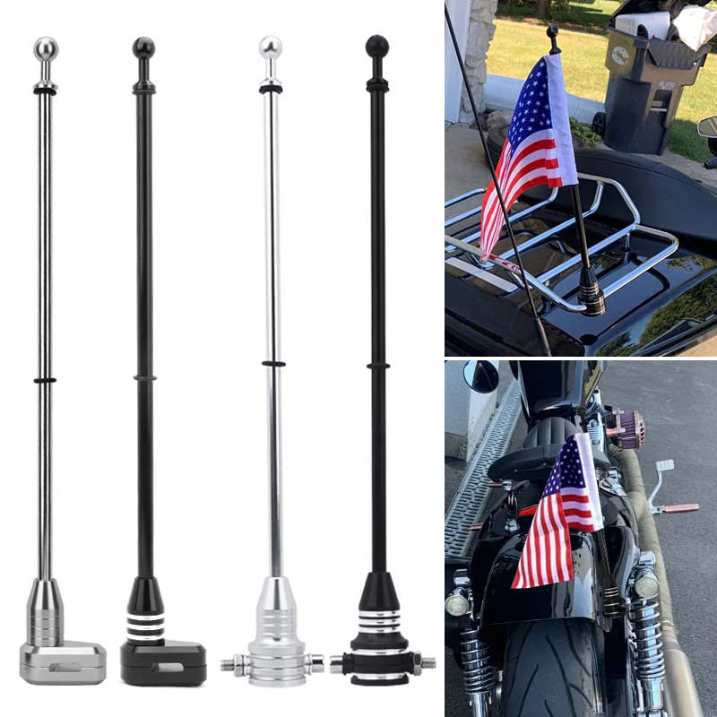 

Motorcycle Black Chrome Rack Flagpole Side Flag Pole Mount Luggage Rack For Harley Sportster XL883 Touring FLHT Road King Glide