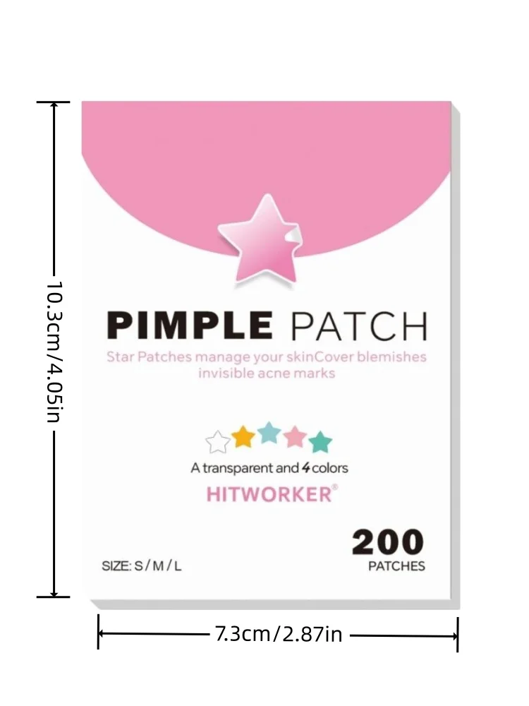 200-Piece Colorful Star-Shaped Acne Patches, for Covering Pimples & Blemishes, Gentle Cleansing, Suitable for All Light Skin Ton