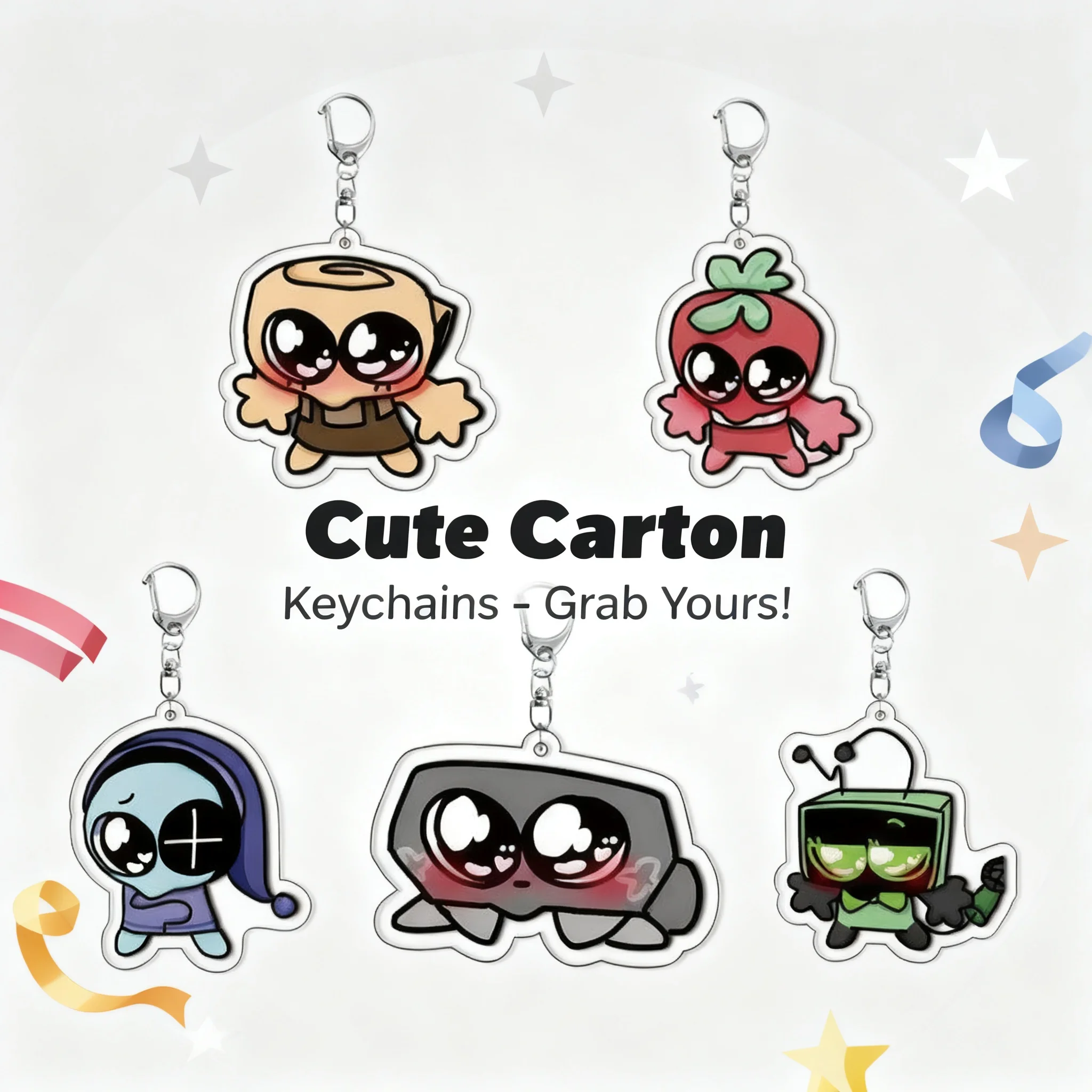 Dandys World Plush Scraps - Llavero de acrílico con colgante para bolso, teléfono, portátil, anime, kawaii, lindo, colección de regalos