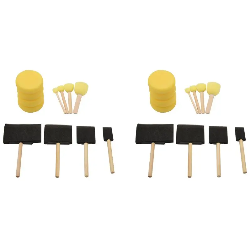 Ingenious-24X Round Paint Foam Sponge Brush Various Shaped And Sized, Watercolor Sponges For Painting, Craft