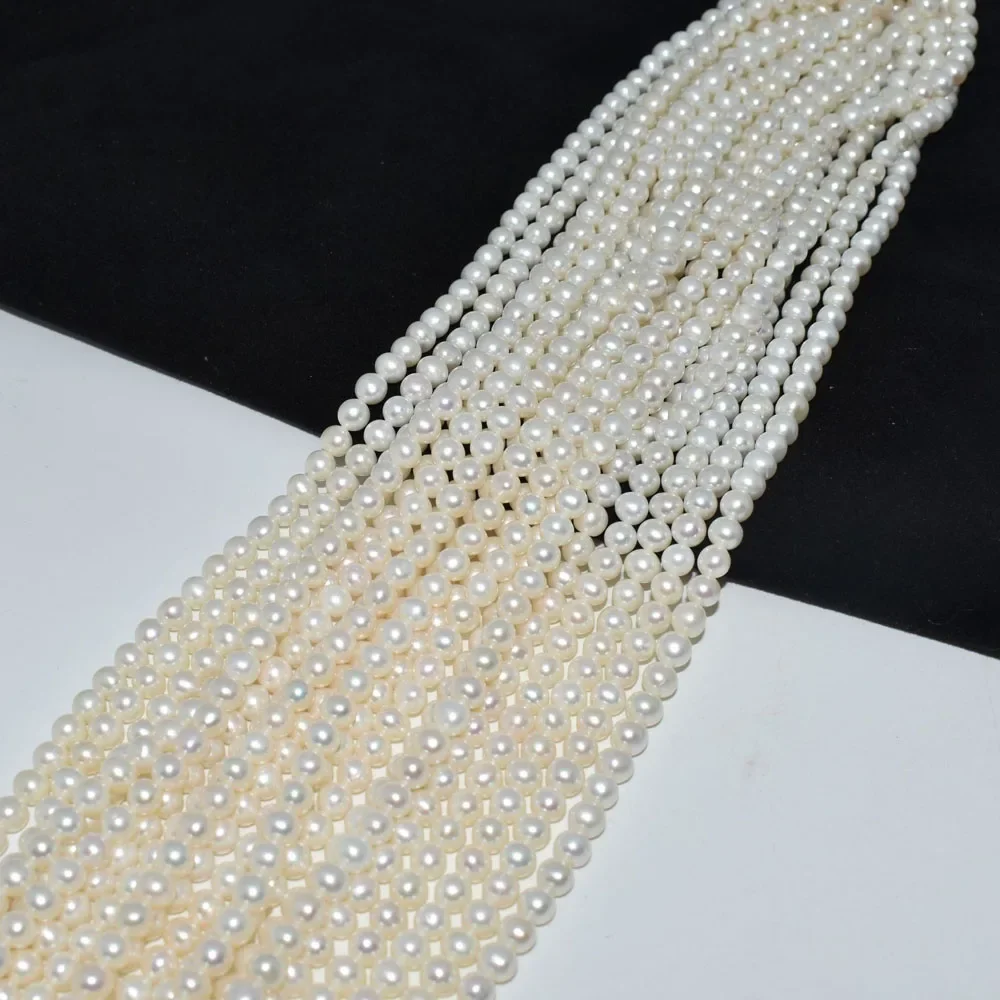 High Quality 2-9mm Natural Freshwater Pearls Near Round Pearl Beads for Jewelry Making DIY Semi-finished Necklace Sweater Chain