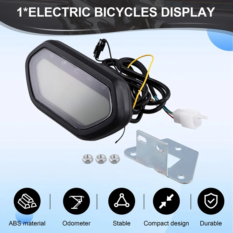 48V 60V 72V Electric Motorcycle Digital LCD Odometer Speedometer Tachometer-A85E