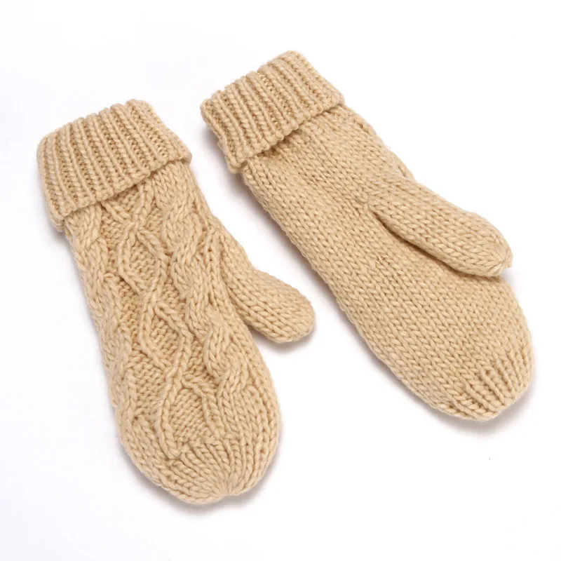 Manoplas tejidas a la moda con flores para mujer, manoplas de invierno con cuello Halter para mujer, guantes gruesos y cálidos con dedos completos