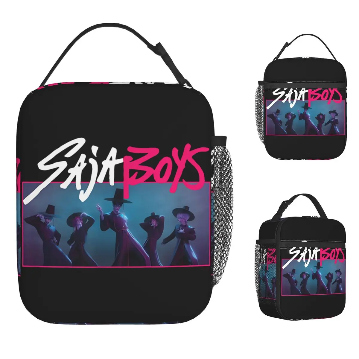 

Saja Boys Demon Hunters Lunch Bag Portable Insulated Lunch Box Girls Outdoor Picnic Graphic Cooler Bag Oxford Tote Food Bags