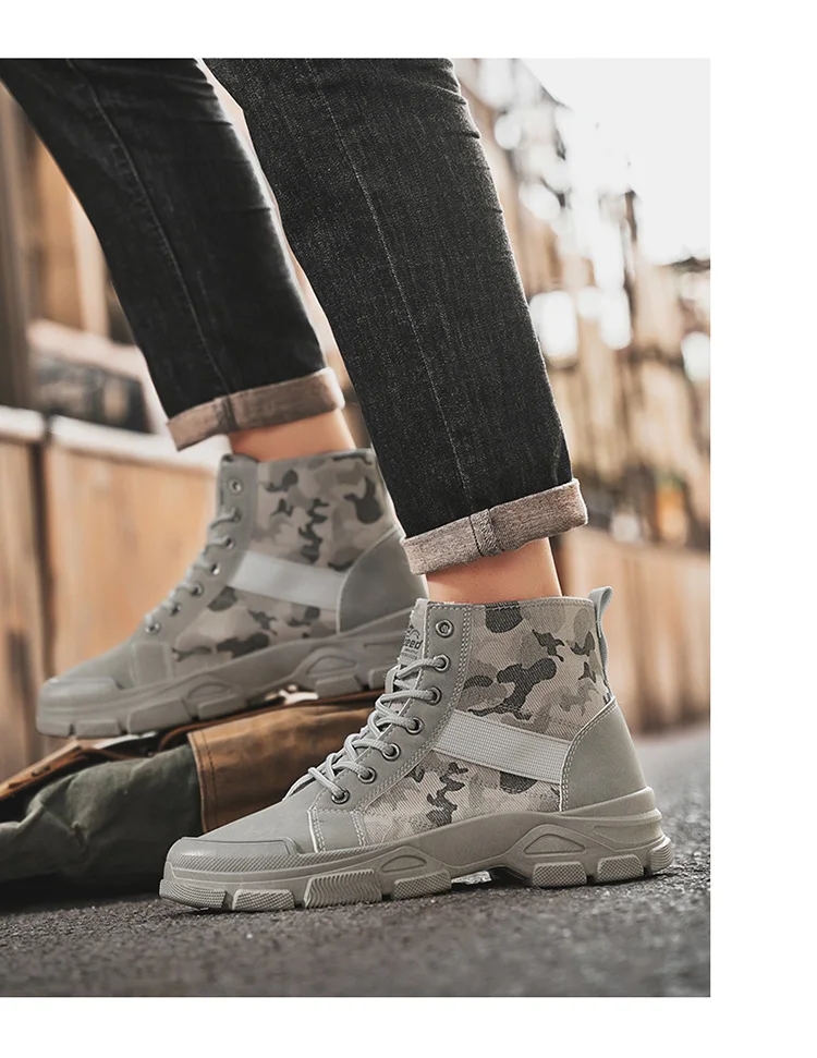 Herren Camouflage High-Top Kampfstiefel 3 Farben Atmungsaktive Outdoor-Wanderschuhe – Detail 13