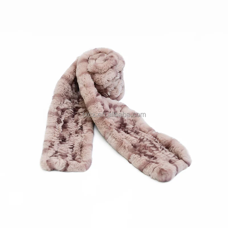 New Real Rex Rabbit Fur Knitted Women's Winter Warm Scarf Scarves Wraps Neck Warmer Fashion Luxury Mufflers