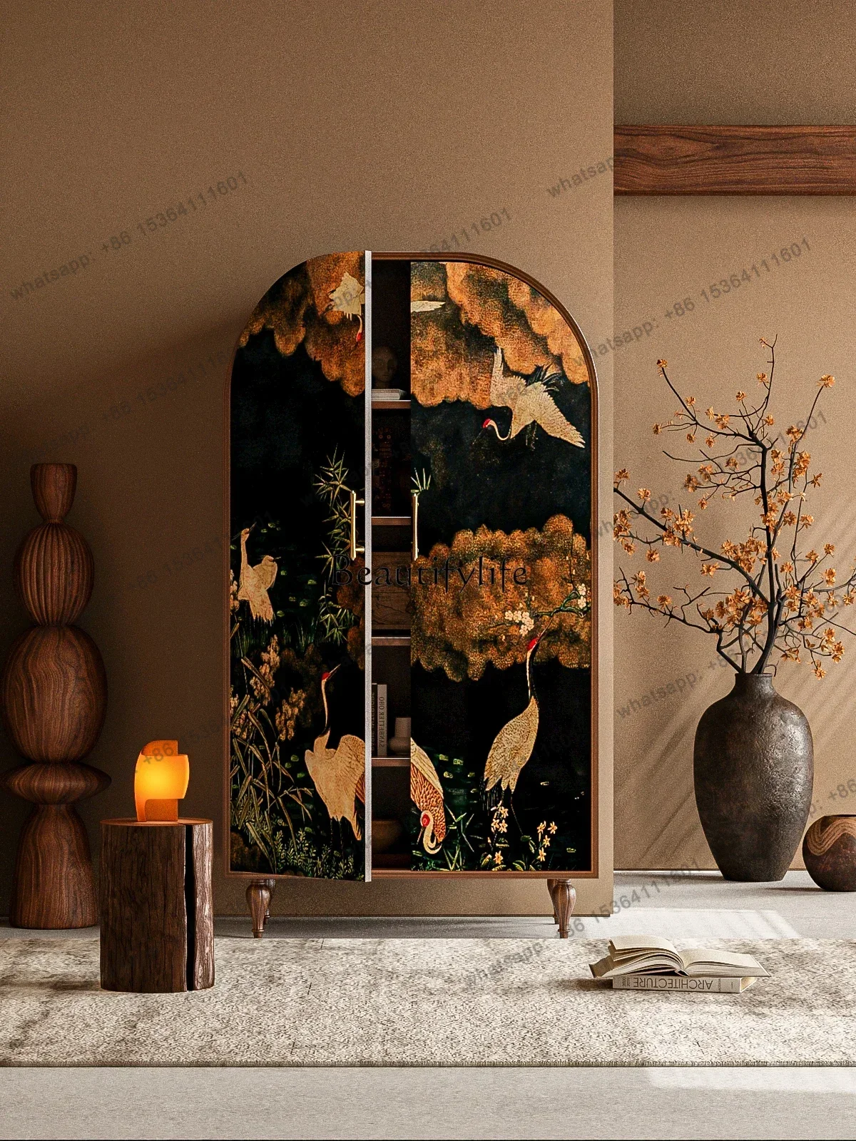 X4  Retro Chinese style art French home bedroom wardrobe living room solid wood decorative wardrobe