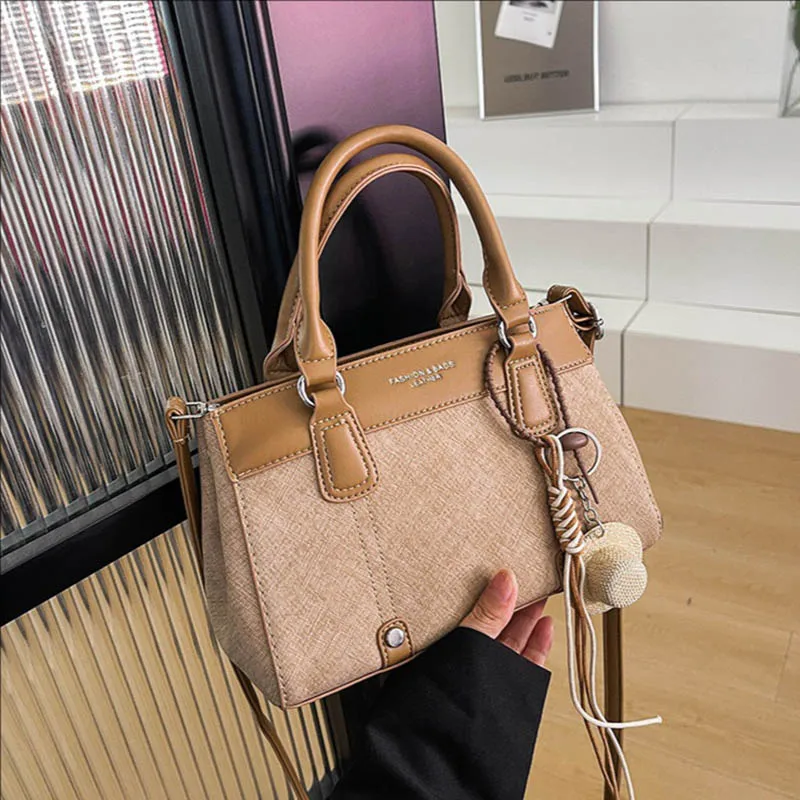 Trendy Casual Contrasting Color Handbag 2026 New High-End Shoulder Bag Large Capacity Textured Crossbody Bags